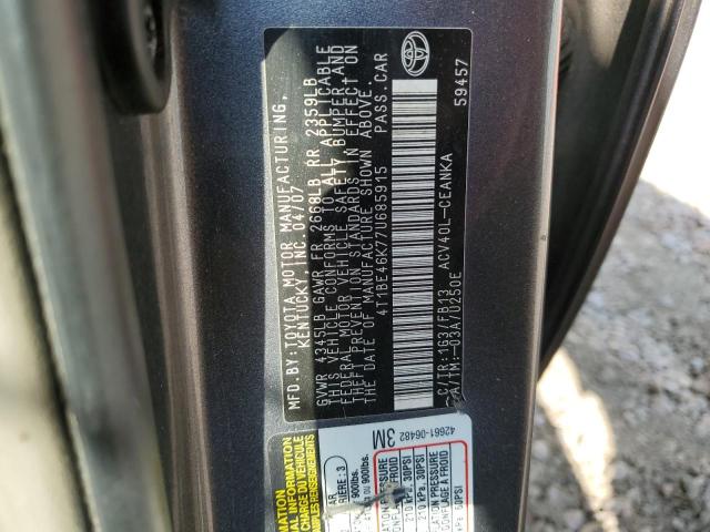 Photo 10 from auction – 2007 TOYOTA CAMRY CE with VIN 4T1BE46K77U685915