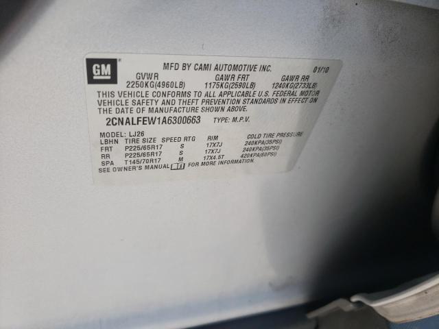 Photo 10 from auction – 2010 CHEVROLET EQUINOX LT with VIN 2CNALFEW1A6300663
