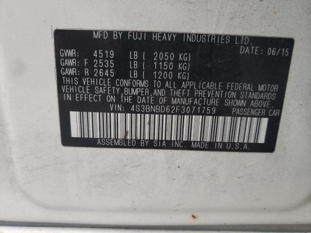 Photo 10 from auction – 2015 SUBARU LEGACY 2.5 with VIN 4S3BNBD62F3071759