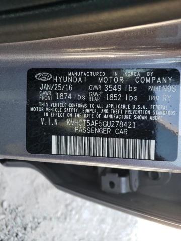 Photo 10 from auction – 2016 HYUNDAI ACCENT SE with VIN KMHCT5AE5GU278421