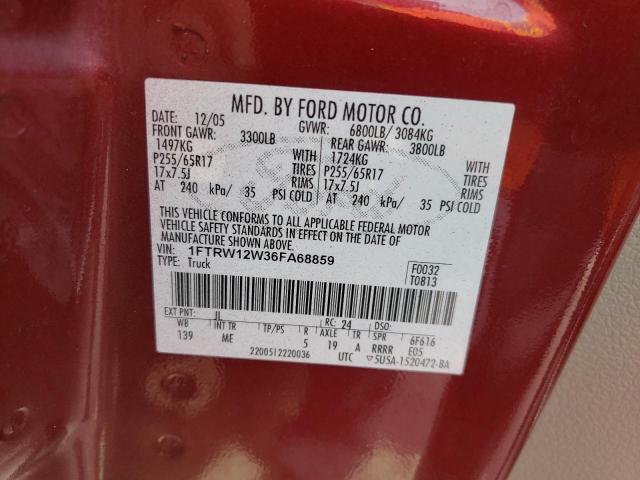 Photo 10 from auction – 2006 FORD F150 SUPER with VIN 1FTRW12W36FA68859