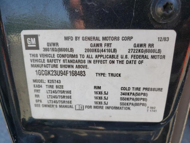 Photo 10 from auction – 2004 CHEVROLET SILVERADO with VIN 1GCGK23U94F168483
