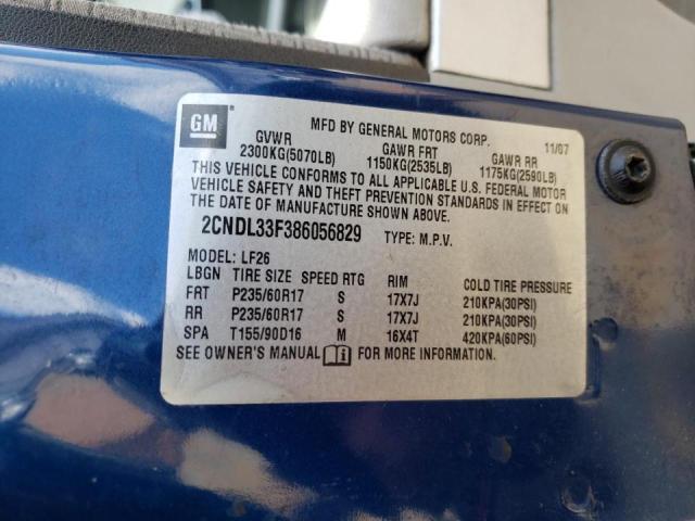 Photo 10 from auction – 2008 CHEVROLET EQUINOX with VIN 2CNDL33F386056829