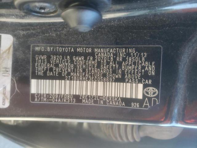 Photo 10 from auction – 2014 TOYOTA COROLLA L with VIN 2T1BURHE3EC058697