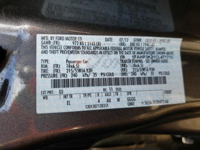 Photo 10 from auction – 2012 FORD FOCUS SE with VIN 1FAHP3K21CL471713