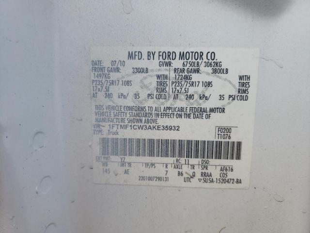Foto 10 de la subasta – 2010 FORD F150 con VIN 1FTMF1CW3AKE35932