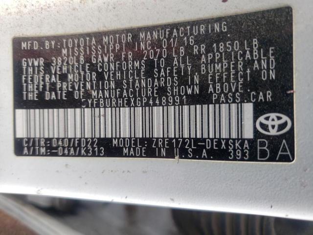 Photo 10 from auction – 2016 TOYOTA COROLLA L with VIN 5YFBURHEXGP448991