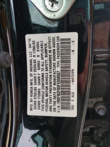 Photo 10 from auction – 2015 HONDA CIVIC EX with VIN 19XFB2F85FE059557