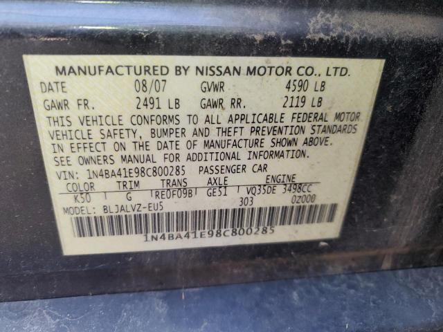 Photo 10 from auction – 2008 NISSAN MAXIMA SE with VIN 1N4BA41E98C800285