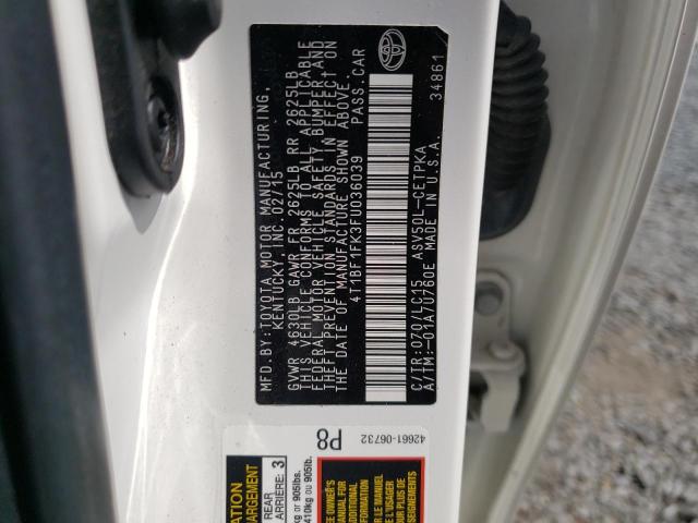 Photo 10 from auction – 2015 TOYOTA CAMRY LE with VIN 4T1BF1FK3FU036039