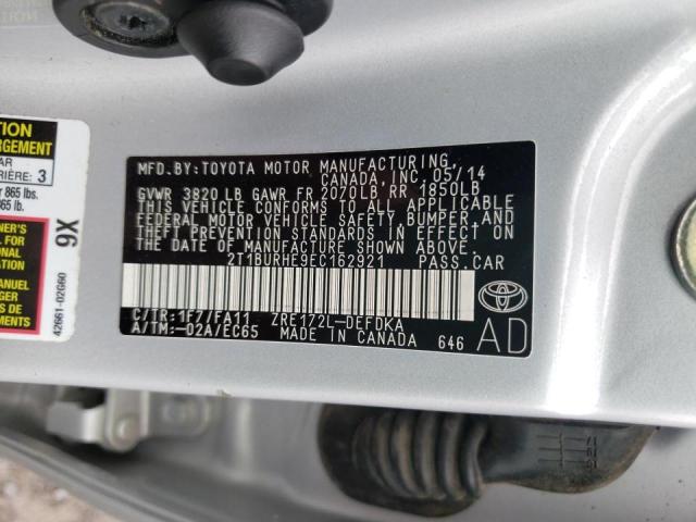 Photo 10 from auction – 2014 TOYOTA COROLLA L with VIN 2T1BURHE9EC162921