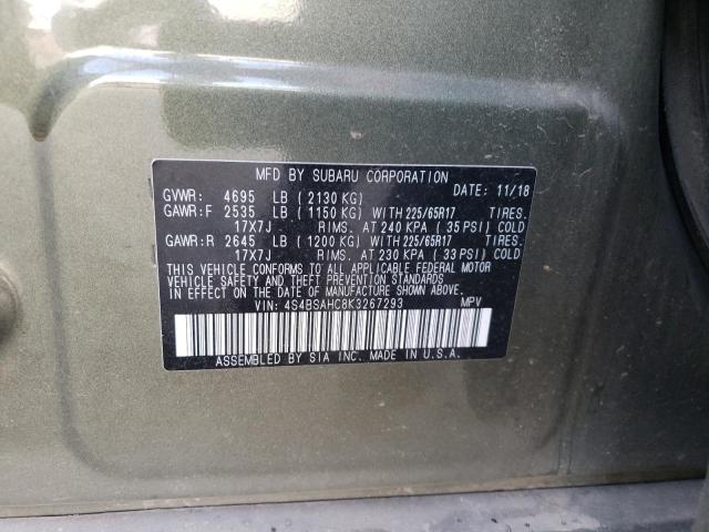 Photo 10 from auction – 2019 SUBARU OUTBACK 2. with VIN 4S4BSAHC8K3267293