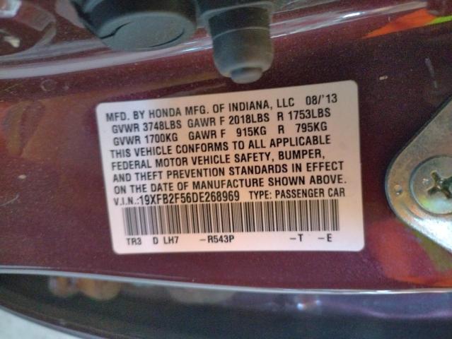 Photo 10 from auction – 2013 HONDA CIVIC LX with VIN 19XFB2F56DE268969