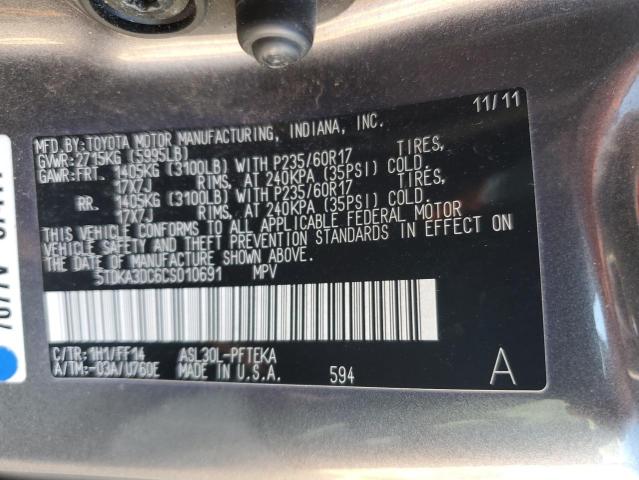 Photo 10 from auction – 2012 TOYOTA SIENNA BAS with VIN 5TDKA3DC6CS010691