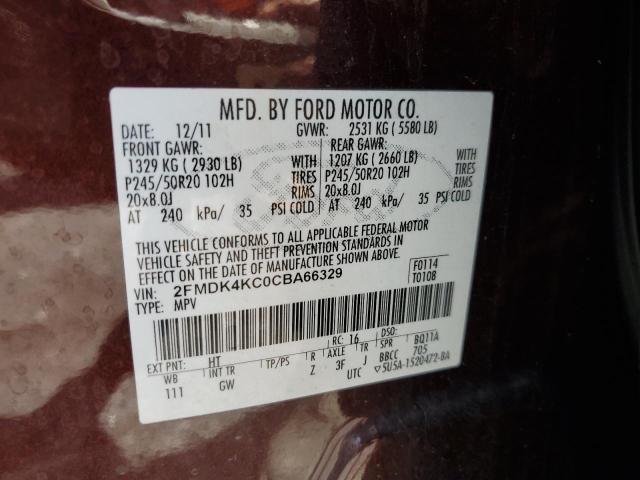 Photo 10 from auction – 2012 FORD EDGE LIMIT with VIN 2FMDK4KC0CBA66329