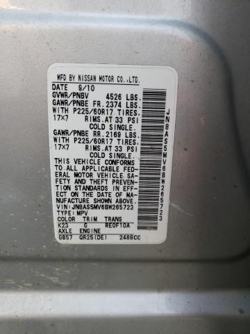 Photo 10 from auction – 2011 NISSAN ROGUE S with VIN JN8AS5MV6BW265723