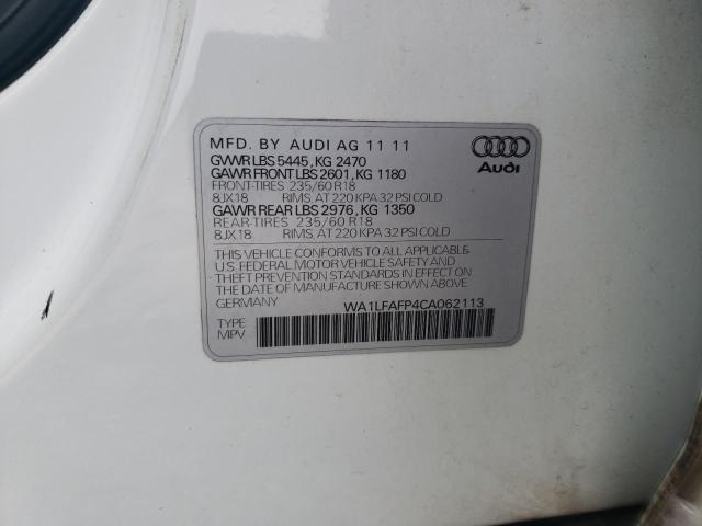 Photo 10 from auction – 2012 AUDI Q5 PREMIUM with VIN WA1LFAFP4CA062113