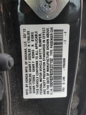 Photo 10 from auction – 2013 HONDA CIVIC EX with VIN 19XFB2F82DE227152