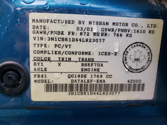 Photo 10 from auction – 2004 NISSAN SENTRA 1.8 with VIN 3N1CB51D44L823077