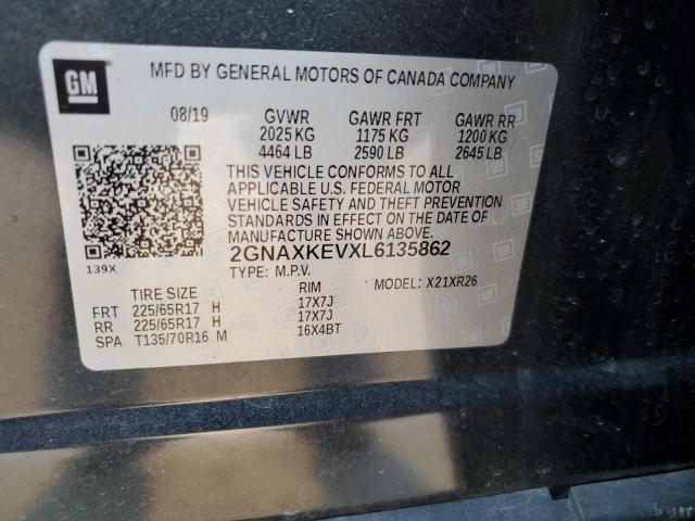 Photo 10 from auction – 2020 CHEVROLET EQUINOX LT with VIN 2GNAXKEVXL6135862