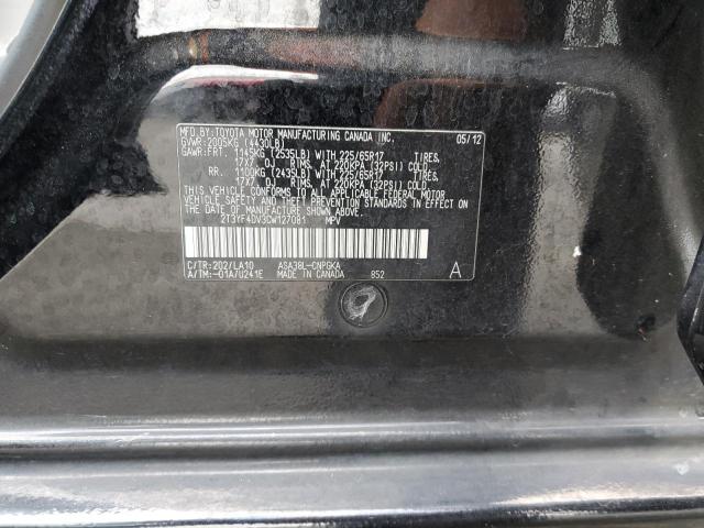 Photo 10 from auction – 2012 TOYOTA RAV4 LIMIT with VIN 2T3YF4DV3CW127081