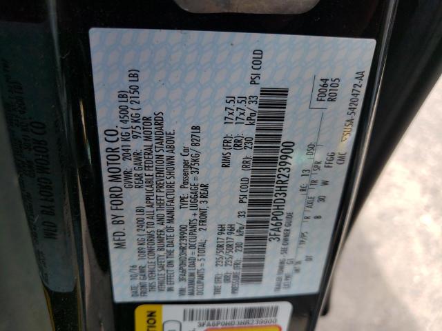 Photo 10 from auction – 2017 FORD FUSION SE with VIN 3FA6P0HD3HR239900