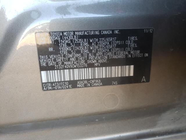 Photo 10 from auction – 2012 TOYOTA RAV4 with VIN 2T3ZF4DVXCW153276