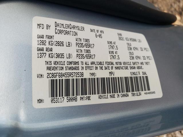 Photo 10 from auction – 2005 CHRYSLER PACIFICA T with VIN 2C8GF68455R572538