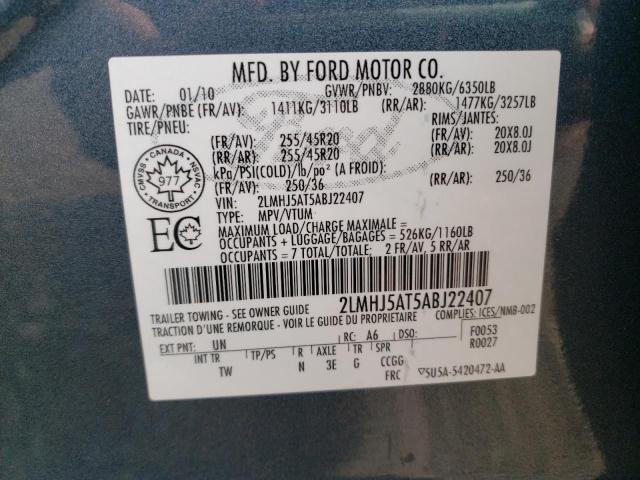 Photo 10 from auction – 2010 LINCOLN MKT with VIN 2LMHJ5AT5ABJ22407