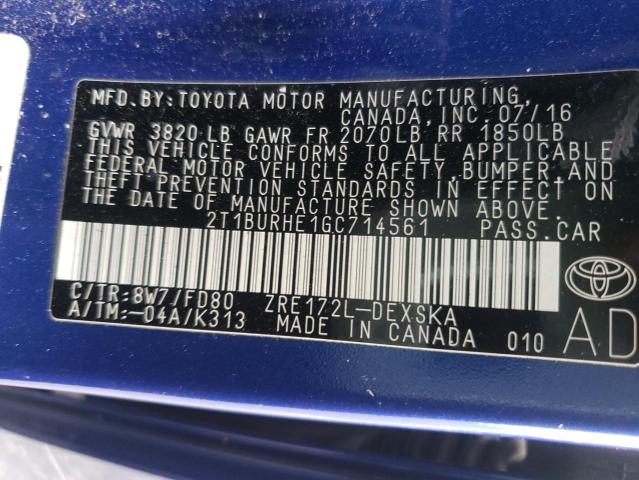 Photo 10 from auction – 2016 TOYOTA COROLLA L with VIN 2T1BURHE1GC714561