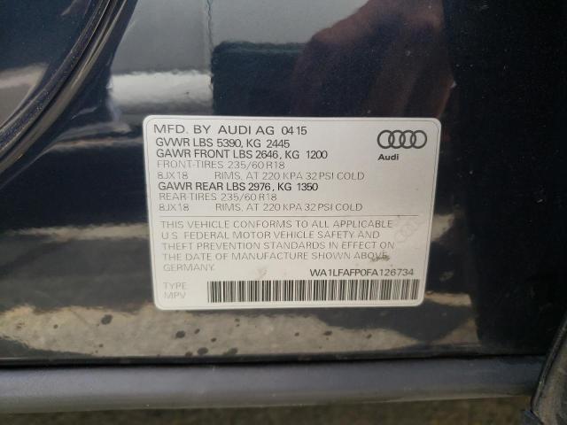 Photo 10 from auction – 2015 AUDI Q5 PREMIUM with VIN WA1LFAFP0FA126734