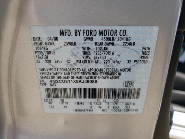 Photo 10 from auction – 2008 MERCURY MARINER with VIN 4M2CU811X8KJ48089