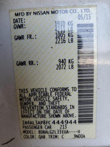 Photo 10 from auction – 2015 NISSAN ALTIMA 2.5 with VIN 1N4AL3AP8FC444944