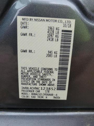 Photo 10 from auction – 2019 NISSAN ALTIMA SR with VIN 1N4BL4CV9KC123852
