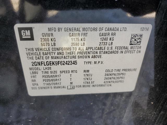 Photo 10 from auction – 2015 CHEVROLET EQUINOX LT with VIN 2GNFLGEK9F6242345