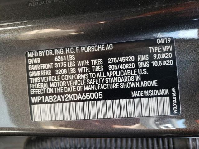 Photo 10 from auction – 2019 PORSCHE CAYENNE S with VIN WP1AB2AY2KDA65005