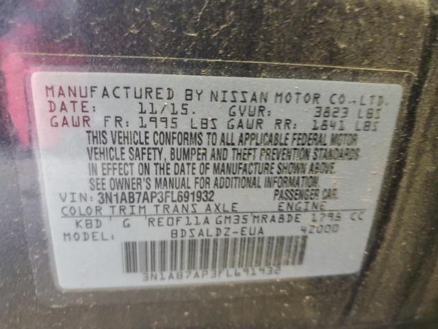 Photo 10 from auction – 2015 NISSAN SENTRA S with VIN 3N1AB7AP3FL691932