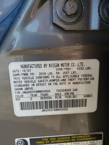 Photo 10 from auction – 2008 INFINITI M35 BASE with VIN JNKAY01F98M650920
