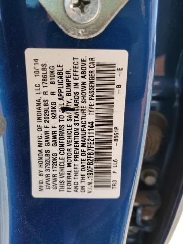 Foto 10 de la subasta – 2015 HONDA CIVIC EX con VIN 19XFB2F87FE211144