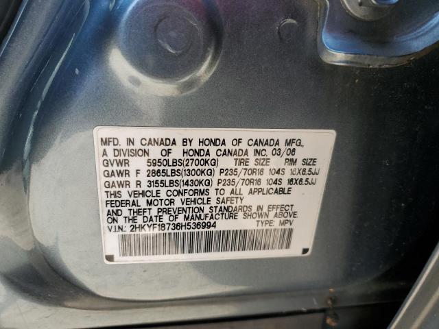 Photo 10 from auction – 2006 HONDA PILOT EX with VIN 2HKYF18736H536994