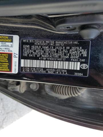 Photo 10 from auction – 2012 TOYOTA CAMRY BASE with VIN 4T1BF1FK6CU148717