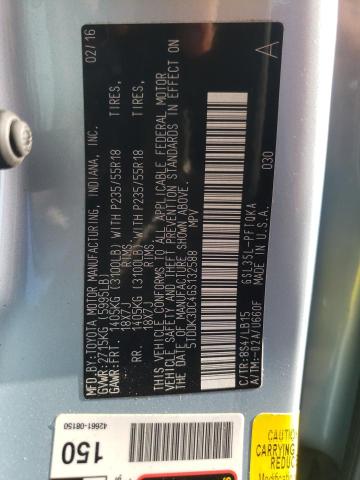 Photo 10 from auction – 2016 TOYOTA SIENNA XLE with VIN 5TDDK3DC4GS132588