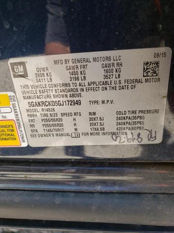 Photo 10 from auction – 2016 BUICK ENCLAVE with VIN 5GAKRCKD5GJ172949