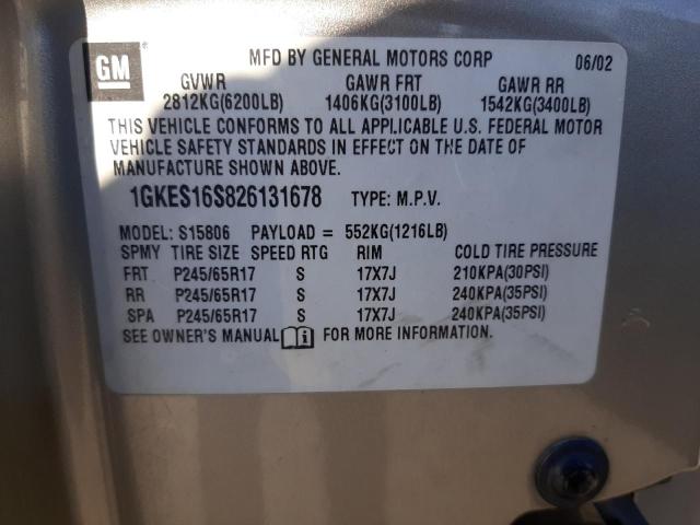 Photo 10 from auction – 2002 GMC ENVOY XL with VIN 1GKES16S826131678