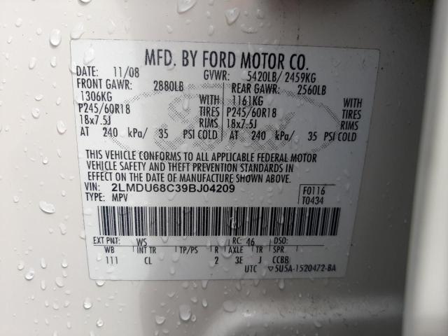 Photo 10 from auction – 2009 LINCOLN MKX with VIN 2LMDU68C39BJ04209