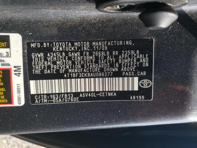 Photo 10 from auction – 2010 TOYOTA CAMRY BASE with VIN 4T1BF3EK8AU086277
