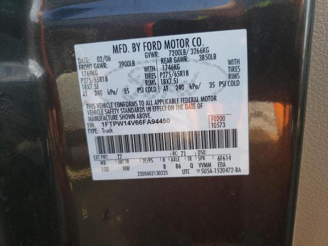 Photo 10 from auction – 2006 FORD F150 SUPER with VIN 1FTPW14V66FA94450