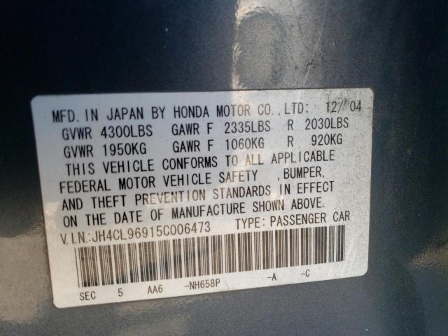 Photo 10 from auction – 2005 ACURA TSX with VIN JH4CL96915C006473