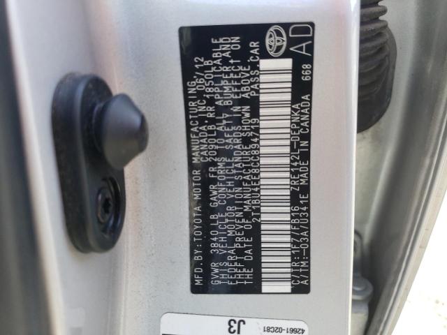 Photo 10 from auction – 2012 TOYOTA COROLLA BA with VIN 2T1BU4EE8CC894719