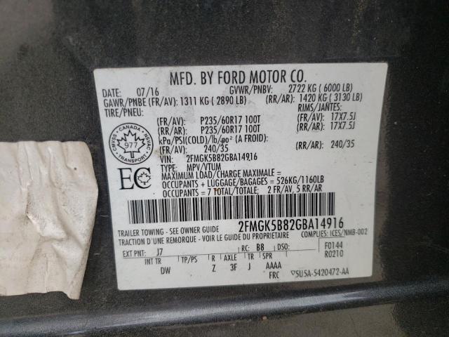Photo 10 from auction – 2016 FORD FLEX SE with VIN 2FMGK5B82GBA14916